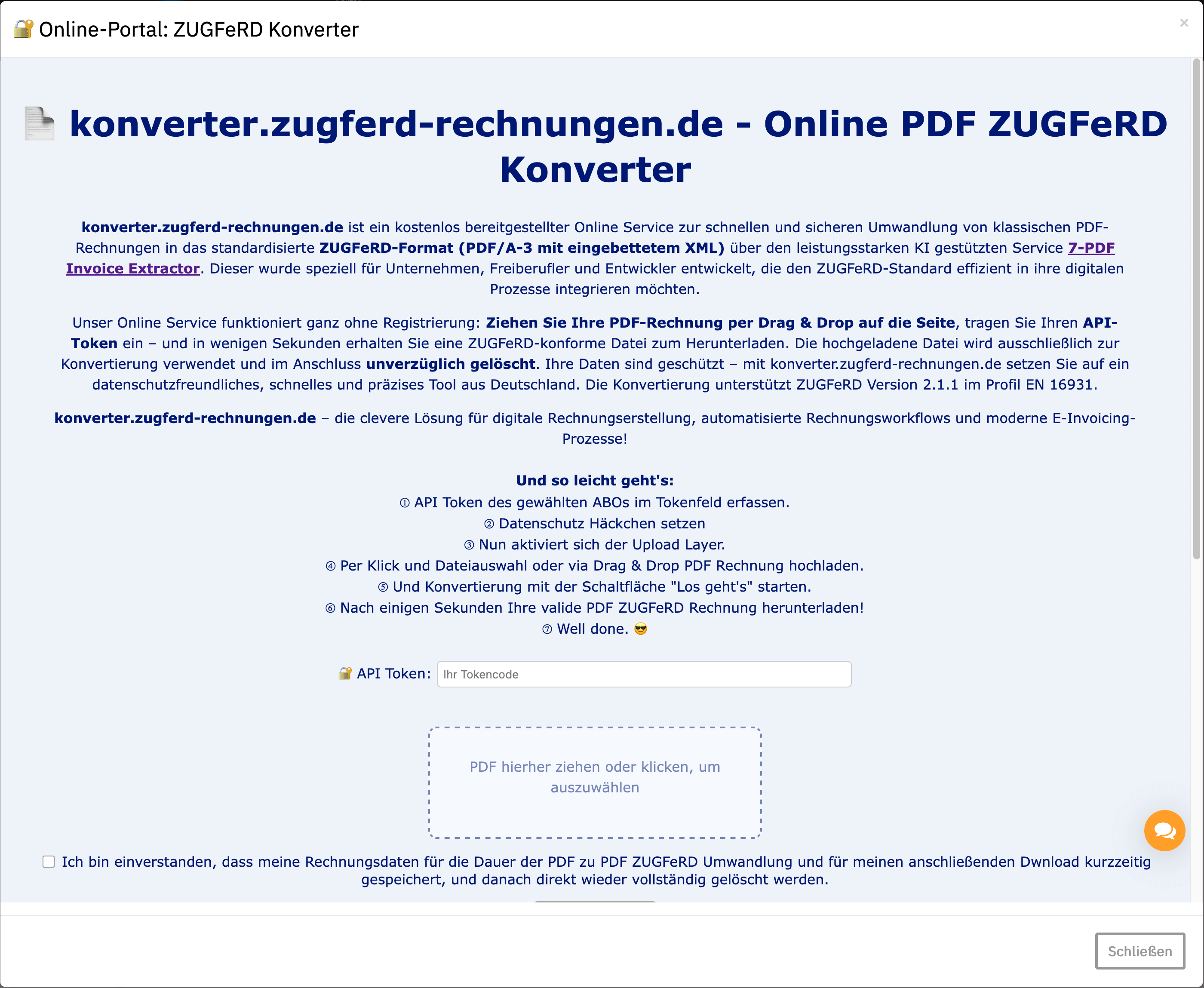 Online Portal - konverter.zugferd-rechnungen.de Online Portal - konverter.zugferd-rechnungen.de