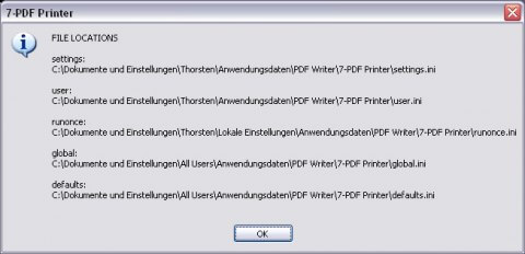 gui.exe Kommandline Befehl zur Ermittlung der PDF Drucker Pfade WIN XP