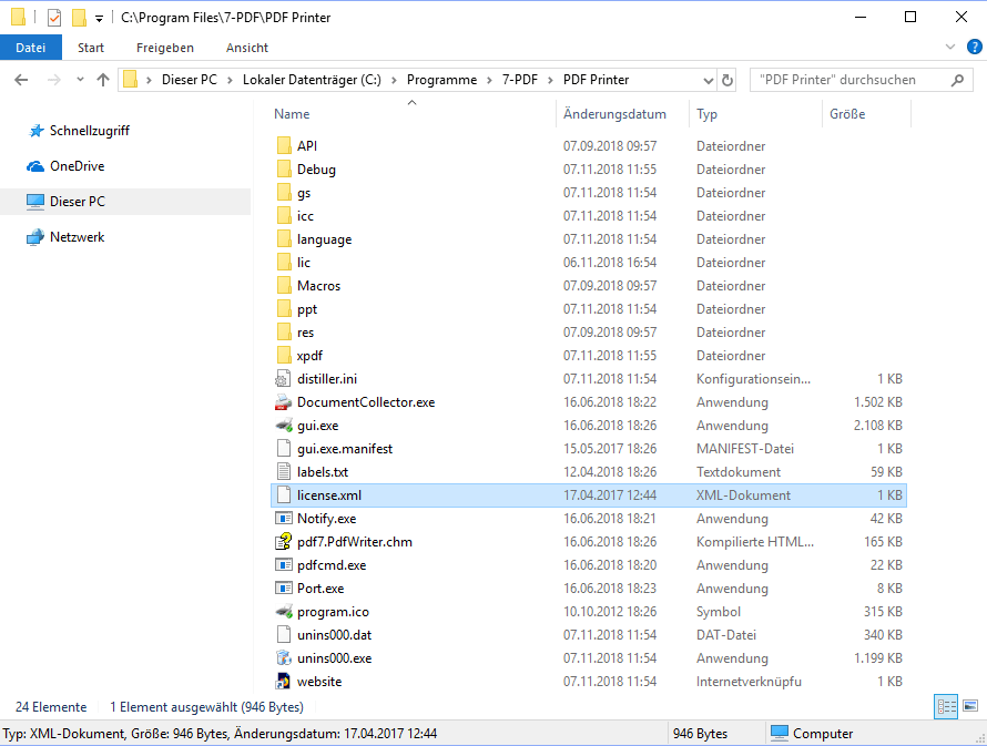 Program folder