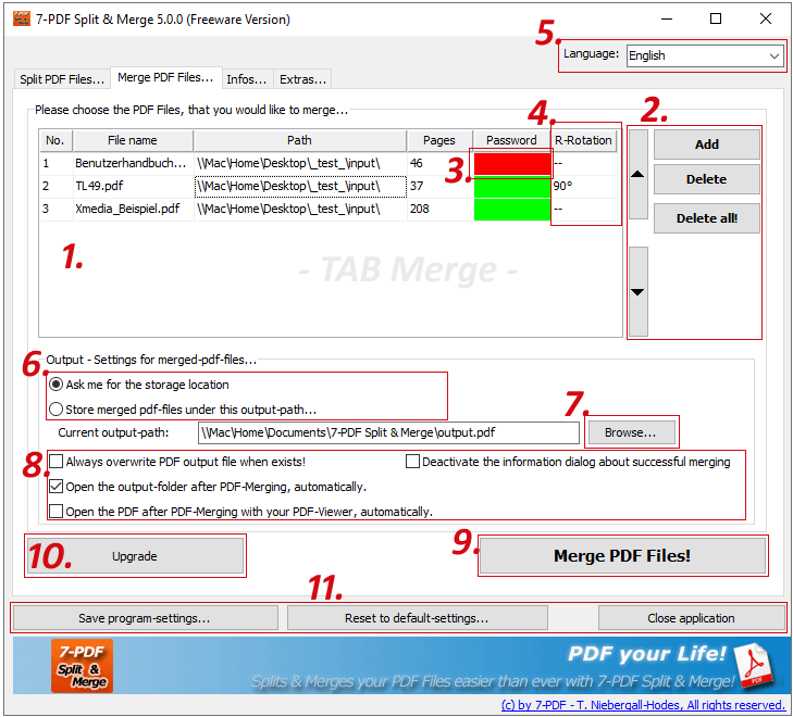 Screenshot Merge PDF Files by using Tab-control 2