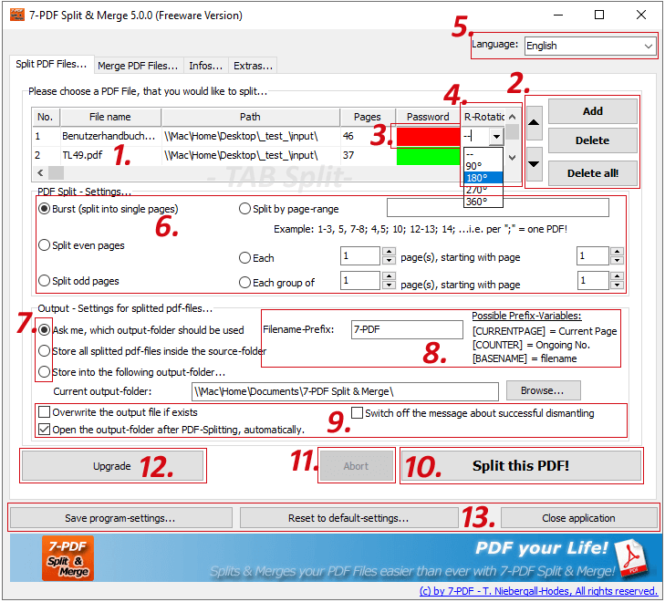 Screenshot Split PDF Files by using Tab-control 1
