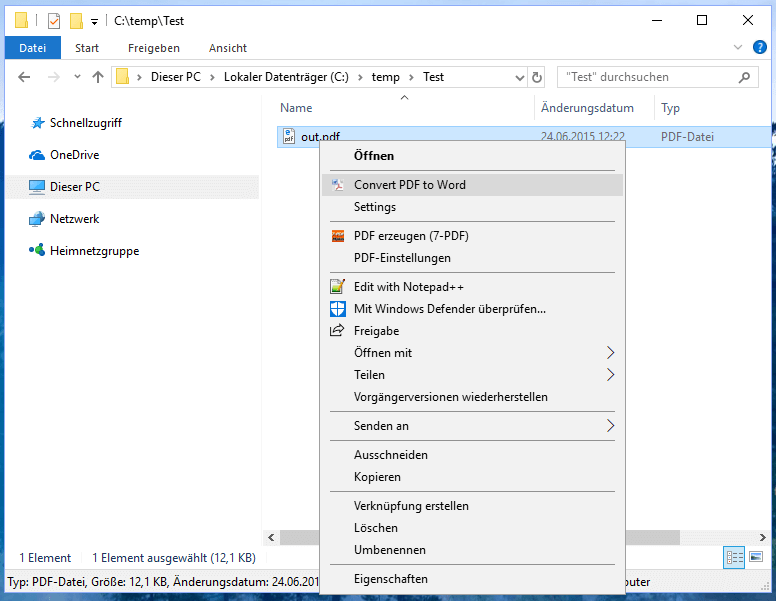 Convert PDF to Word directly in Windows Explorer Convert PDF to Word directly in Windows Explorer
